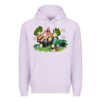 Lilac easter truck with bunny Premium Hoodie - AdoDesignShop