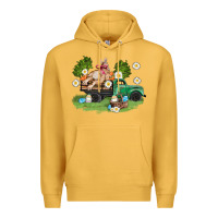 Mustard easter truck with bunny Premium Hoodie - AdoDesignShop