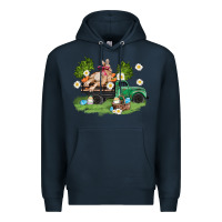 Navy easter truck with bunny Premium Hoodie - AdoDesignShop