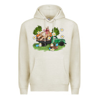 Oatmeal Heather easter truck with bunny Premium Hoodie - AdoDesignShop