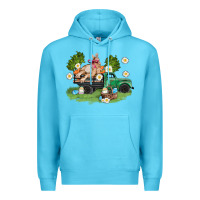 Ocean Blue easter truck with bunny Premium Hoodie - AdoDesignShop