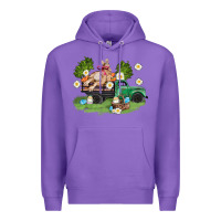 Purple easter truck with bunny Premium Hoodie - AdoDesignShop