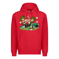 Red easter truck with bunny Premium Hoodie - AdoDesignShop