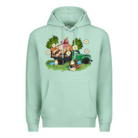 Seafoam easter truck with bunny Premium Hoodie - AdoDesignShop