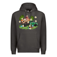 Smoke easter truck with bunny Premium Hoodie - AdoDesignShop