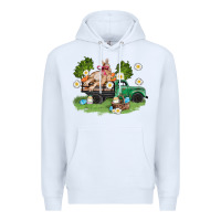 White easter truck with bunny Premium Hoodie - AdoDesignShop