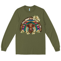 Army Green scottish calf rainbow Long Sleeve Tee - BarkalooDesign