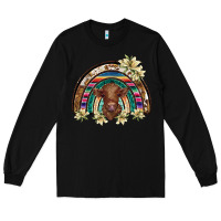 Black scottish calf rainbow Long Sleeve Tee - BarkalooDesign