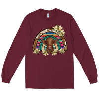 Burgundy scottish calf rainbow Long Sleeve Tee - BarkalooDesign