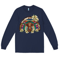 Navy scottish calf rainbow Long Sleeve Tee - BarkalooDesign