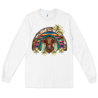 White scottish calf rainbow Long Sleeve Tee - BarkalooDesign