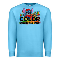 Ocean Blue color outside the lines autism stitch Premium Sweatshirt - Zillion Design Studio