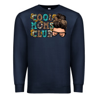 Navy cool moms club messy bun Premium Sweatshirt - Zillion Design Studio