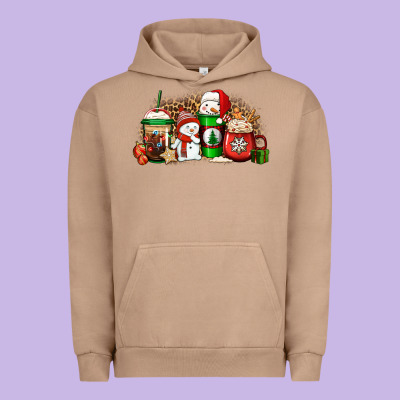 Christmas Snow Coffee Cups Urban Hoodie Designed By Jasminsmagicworld