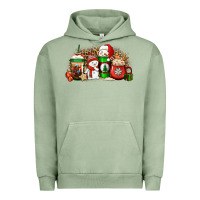 Pigment Oil Green Christmas snow coffee cups Urban Hoodie - Jasminsmagicworld