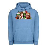 Pigment Pebble Blue Christmas snow coffee cups Urban Hoodie - Jasminsmagicworld