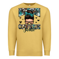 Antique Gold cowhide junkie messy bun Premium Sweatshirt - Zillion Design Studio
