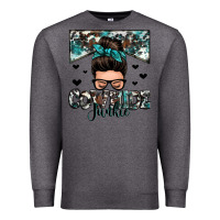 Charcoal Heather cowhide junkie messy bun Premium Sweatshirt - Zillion Design Studio