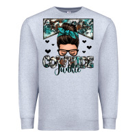 Heather Grey cowhide junkie messy bun Premium Sweatshirt - Zillion Design Studio