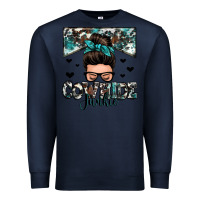 Navy cowhide junkie messy bun Premium Sweatshirt - Zillion Design Studio