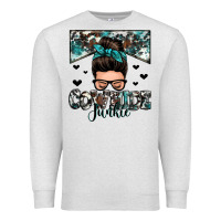 Oatmeal Heather cowhide junkie messy bun Premium Sweatshirt - Zillion Design Studio