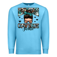Ocean Blue cowhide junkie messy bun Premium Sweatshirt - Zillion Design Studio
