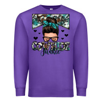 Purple cowhide junkie messy bun Premium Sweatshirt - Zillion Design Studio