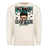 Sandshell cowhide junkie messy bun Premium Sweatshirt - Zillion Design Studio