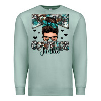 Seafoam cowhide junkie messy bun Premium Sweatshirt - Zillion Design Studio
