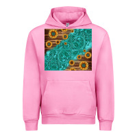 Fuchsia Pink Tooled Leather And Sunflowers Urban Hoodie - Jasminsmagicworld