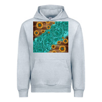 Heather Grey Tooled Leather And Sunflowers Urban Hoodie - Jasminsmagicworld