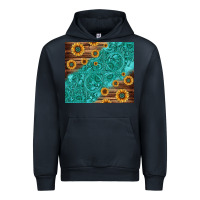 Navy Tooled Leather And Sunflowers Urban Hoodie - Jasminsmagicworld