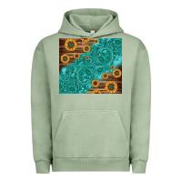 Pigment Oil Green Tooled Leather And Sunflowers Urban Hoodie - Jasminsmagicworld