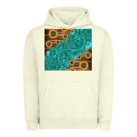 Pigment Pistachio Tooled Leather And Sunflowers Urban Hoodie - Jasminsmagicworld