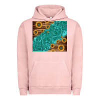 Pigment Salmon Tooled Leather And Sunflowers Urban Hoodie - Jasminsmagicworld