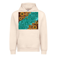 Sandshell Tooled Leather And Sunflowers Urban Hoodie - Jasminsmagicworld