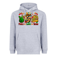 Heather Grey peace love tacos Heavyweight Hoodie - Zillion Design Studio