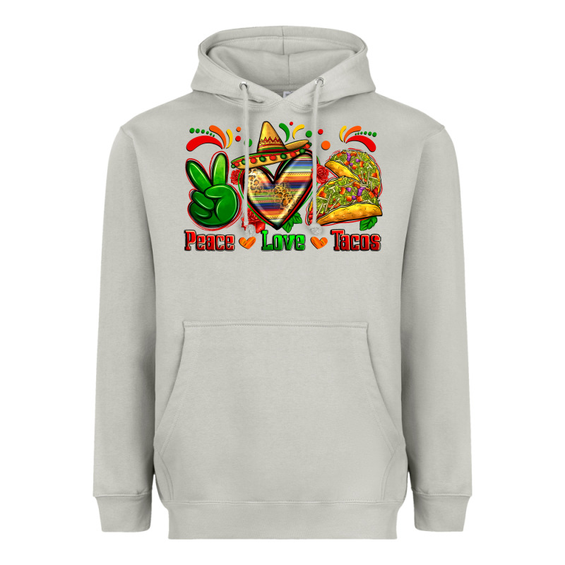 Peace Love Tacos Heavyweight Hoodie by Zillion Design Studio | Teevron