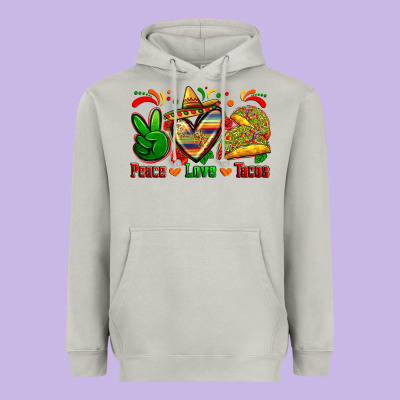 Peace Love Tacos Heavyweight Hoodie Designed By Zillion Design Studio
