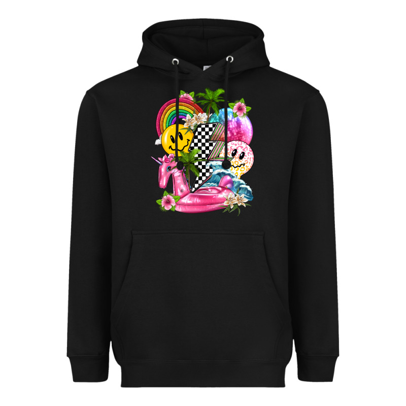 Summer Smile Face And Beach Vibes With Rainbow Tbw Heavyweight Hoodie by texasbilliewilder | Teevron