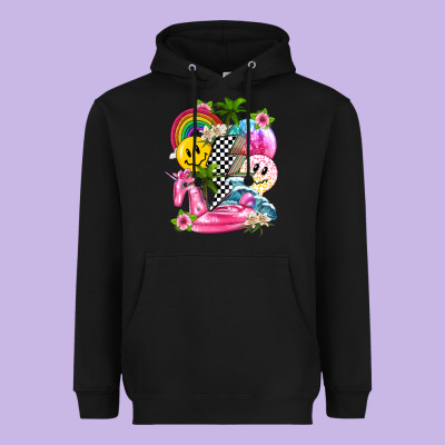 Summer Smile Face And Beach Vibes With Rainbow Tbw Heavyweight Hoodie Designed By Texasbilliewilder