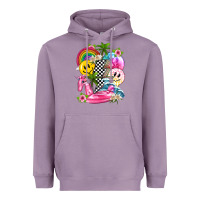 Lavender summer smile face and beach vibes with rainbow tbw Heavyweight Hoodie - texasbilliewilder