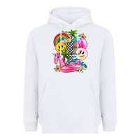 White summer smile face and beach vibes with rainbow tbw Heavyweight Hoodie - texasbilliewilder