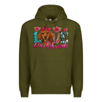 Army Green love dachshunds Premium Hoodie - Artiststas