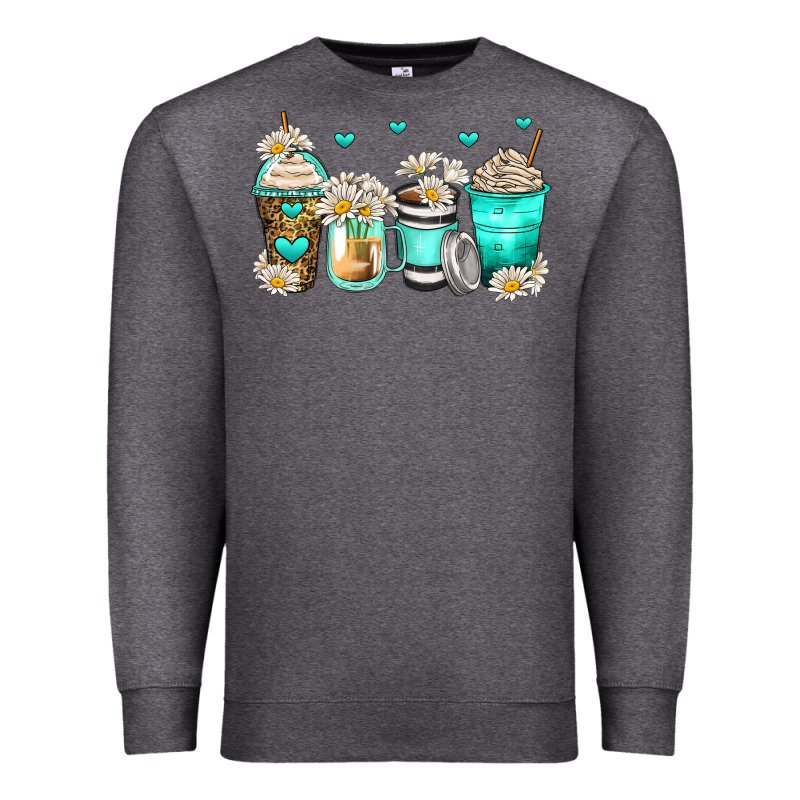 Daisy Coffee Cups Premium Sweatshirt by Zillion Design Studio | Teevron