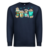 Navy daisy coffee cups Premium Sweatshirt - Zillion Design Studio