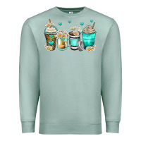 Seafoam daisy coffee cups Premium Sweatshirt - Zillion Design Studio