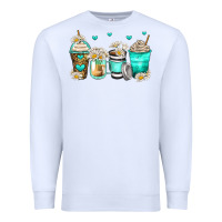 White daisy coffee cups Premium Sweatshirt - Zillion Design Studio