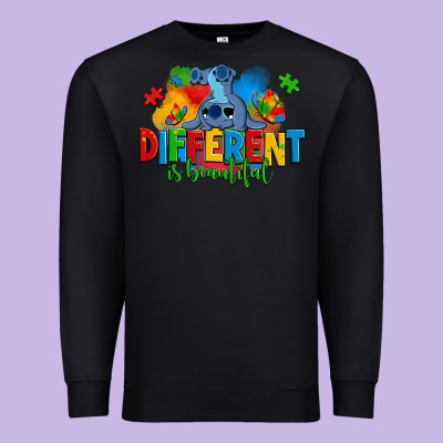 Different Is Beautiful Autism Stitch Premium Sweatshirt Designed By Zillion Design Studio