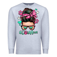 Heather Grey dog mom messy bun Premium Sweatshirt - Zillion Design Studio